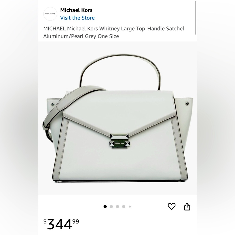 MICHAEL Michael Kors Whitney Large Top-Handle Satchel Aluminum/Pearl Grey
